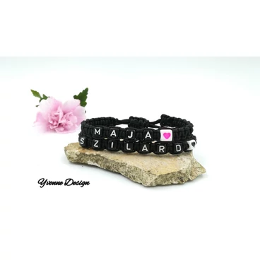 Szerelmi pároskarkötő névvel szívecskével