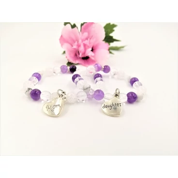 Mom &amp; Daughter ametiszt hegyikristály karkötőpár