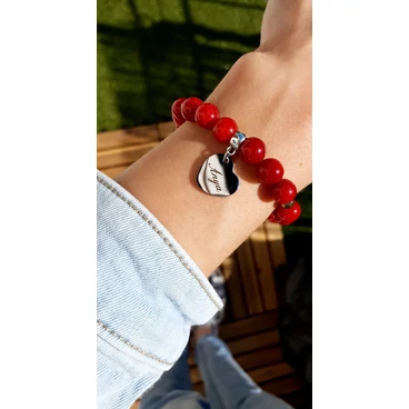 "Anya" medálos ásványkarkötő "red"