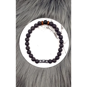 "Apa" feliratos karkötő lávakő ásványból