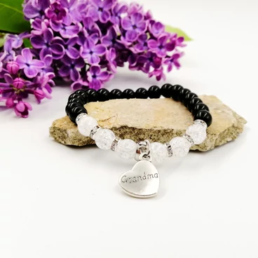 "Grandma" medálos ónix-hegyikristály ásványkarkötő