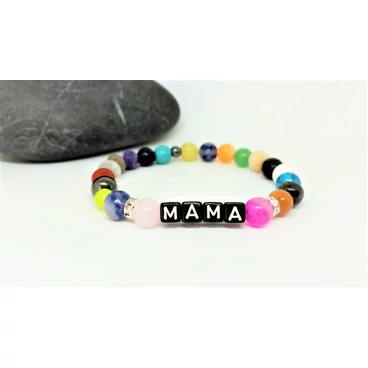 Multikristály ásványkarkötő "MAMA" felirattal