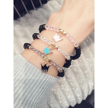 Princess medálos rózsakvarc karkötő