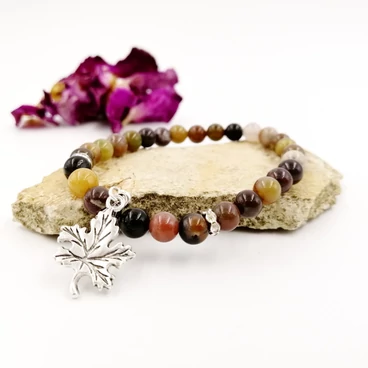 Indiachát ásványkarkötő levél mintával