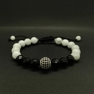 LUXURY zsinóros ásványkarkötő "SILVER"