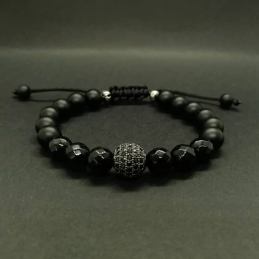 LUXURY zsinóros ásványkarkötő "BLACK"