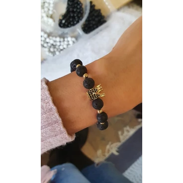 Yvonne Design LUXURY ásványkarkötő arany koronás