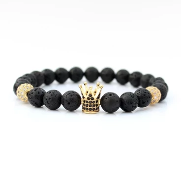 Gyönyörű LUXURY ásványkarkötő arany koronás