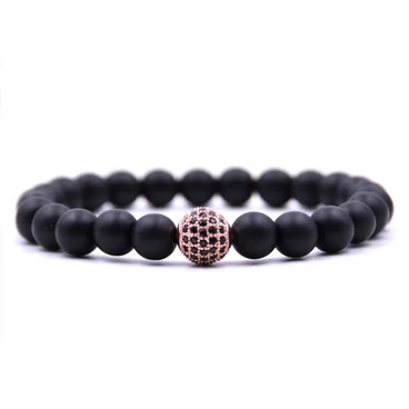 Álomszép cirkon gömb LUXURY ásványkarkötő "rosegold"