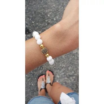 Álomszép cirkon gömb LUXURY ásványkarkötő "gold"