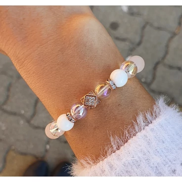 Yvonne Design rosegold luxury ásványkarkötő - rombusz