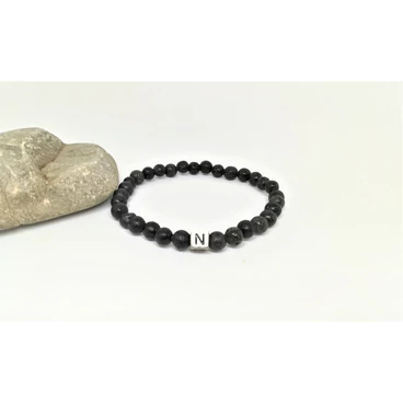 Lávakő ásványkarkötő ezüst betűvel