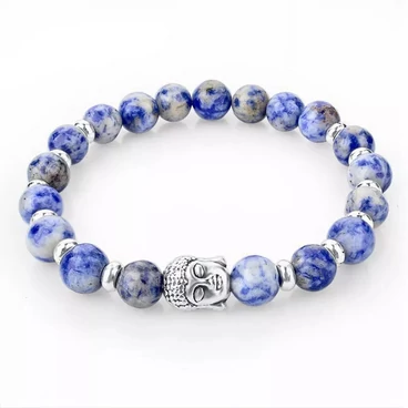 Szodalit buddha fejes ásványkarkötő