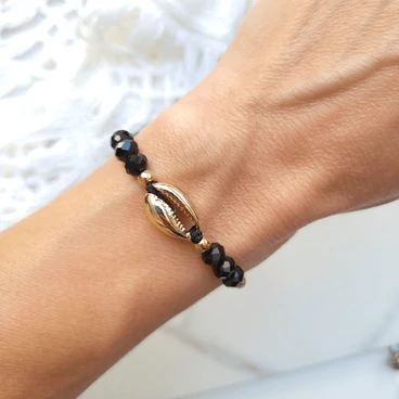 Aranyszín kagylós zsinór karkötő/bokalánc