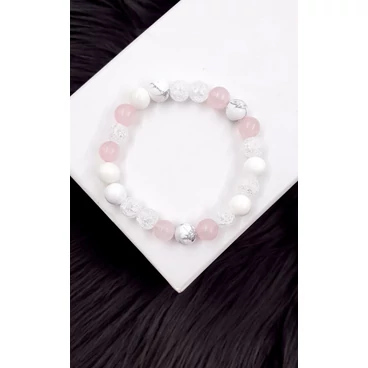 Kristály karkötő "rózsakvarc-hegyikristály"