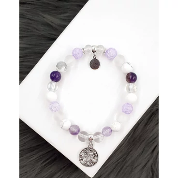 Életfa medálos "lila álom" kristálykarkötő 