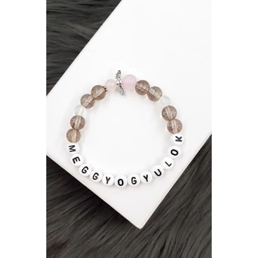 "Meggyógyulok" feliratos füstkvarc ásványkarkötő