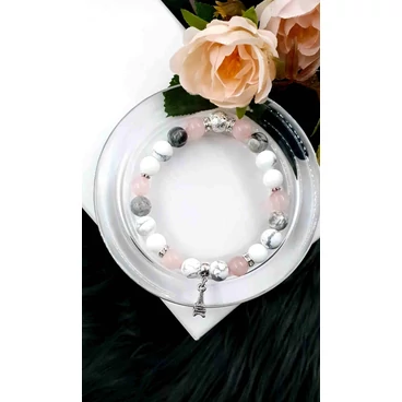 Eiffel-torony medálos ásványkarkötő