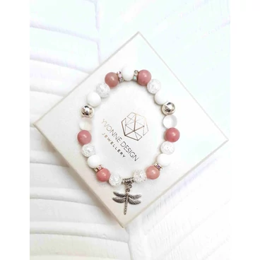 Szitakötő medálos ásványkarkötő