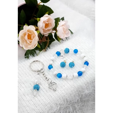 "Blue angyal" ékszerszett, ékszer szett, ajándékötlet, rosegold, kulcstartó ékszerszett, ékszer szett, ajándékötlet, rosegold, kulcstartó, rodonit