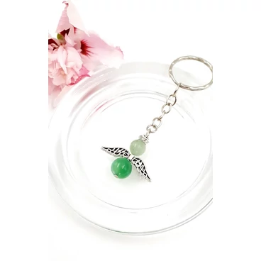 Zöld aventurin angyal kulcstartó