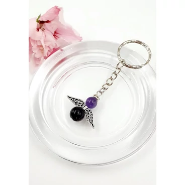 Ametiszt angyal kulcstartó