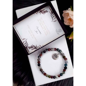 Szülő köszöntő  ásványkarkötő Family medállal