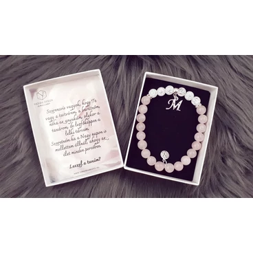 Tanú felkérő ásványkarkötő díszdobozban "rózsakvarc"