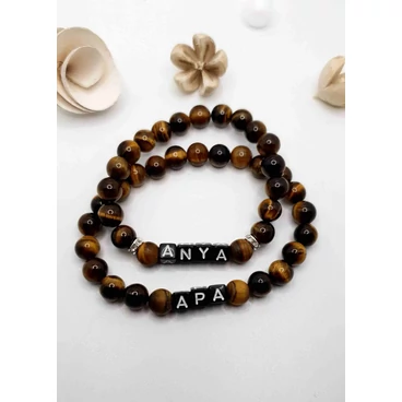 Anya - Apa tigrisszem ásványkarkötőpár