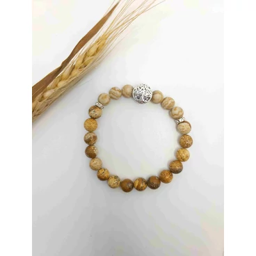 Életfa medálos képjáspis ásványkarkötő