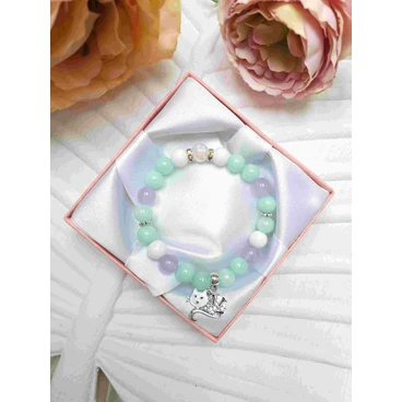  Cica charm ásványkarkötő