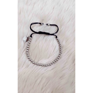 Ezüst apró gyöngyös zsinor karkötő