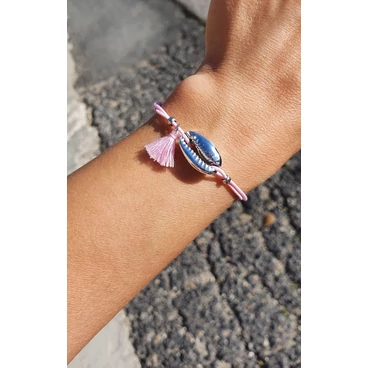 Ezüst színű kagylós zsinór karkötő bokalánc "rózsaszín"