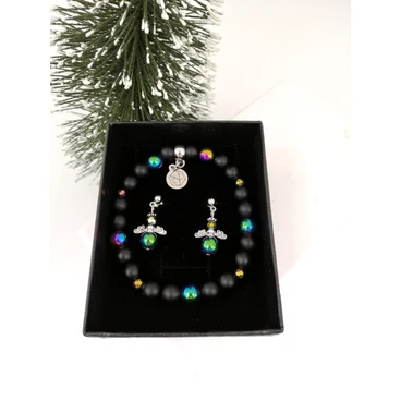 "Szivárvány hematit angyal" ékszerszett