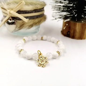 Arany hópehely medálos ásványkarkötő