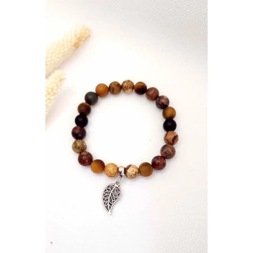 Levél medálos ásványkarkötő