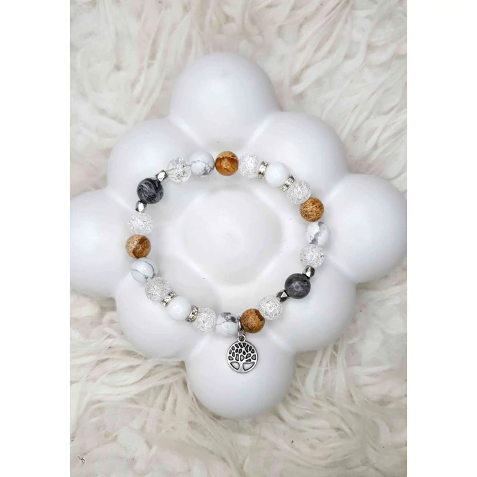 Gyönyörű életfa medálos ásványkarkötő