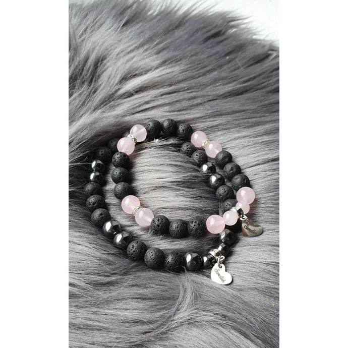 "Szeretlek" medálkás szerelmi ásványkarkötőpár_1