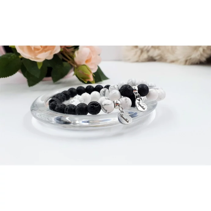 "Szeretlek" medálkás szerelmi ásványkarkötőpár