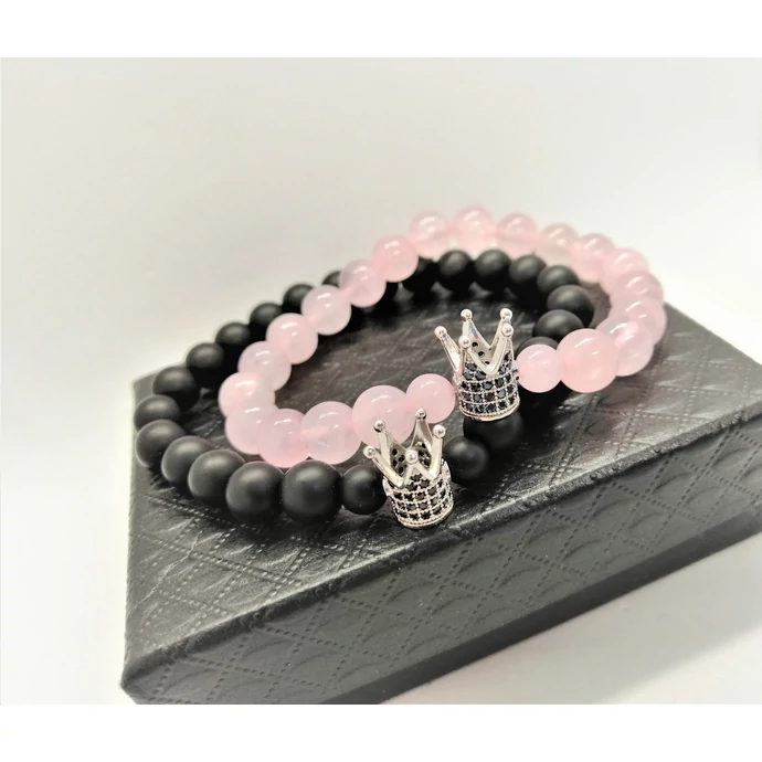 Luxury "Korona" karkötőpár rózsakvarccal_1