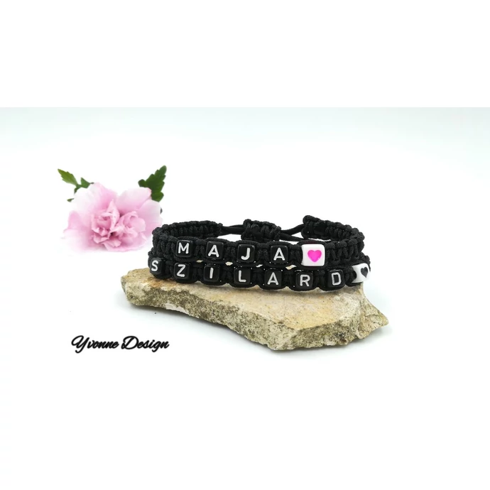 Szerelmi pároskarkötő névvel szívecskével