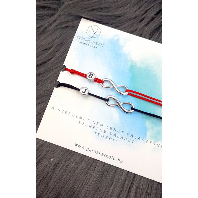 Szerelmi zsineg karkötőpár végtelenjellel és betűvel_1 végtelenjel, végtelenfonat, végtelen, forever together