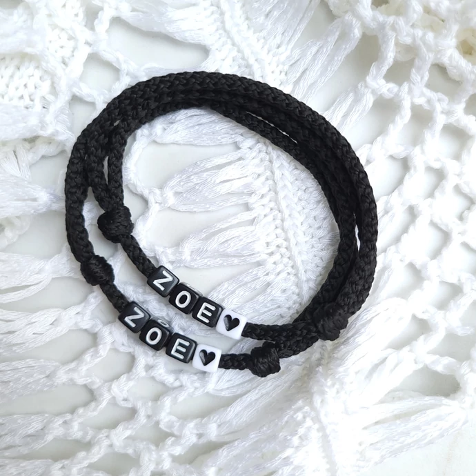Black&amp;White zsinór karkötőpár névvel