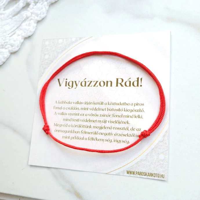 Kabbala védelmező piros fonal karkötő ajándékötlet, kabbala karkötő, védelmező karkötő, piros fonal karkötő, piros zsimór karkötő