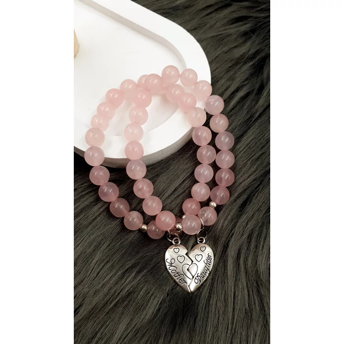 Rózsakvarc Anya-Lánya karkötőpár_1
