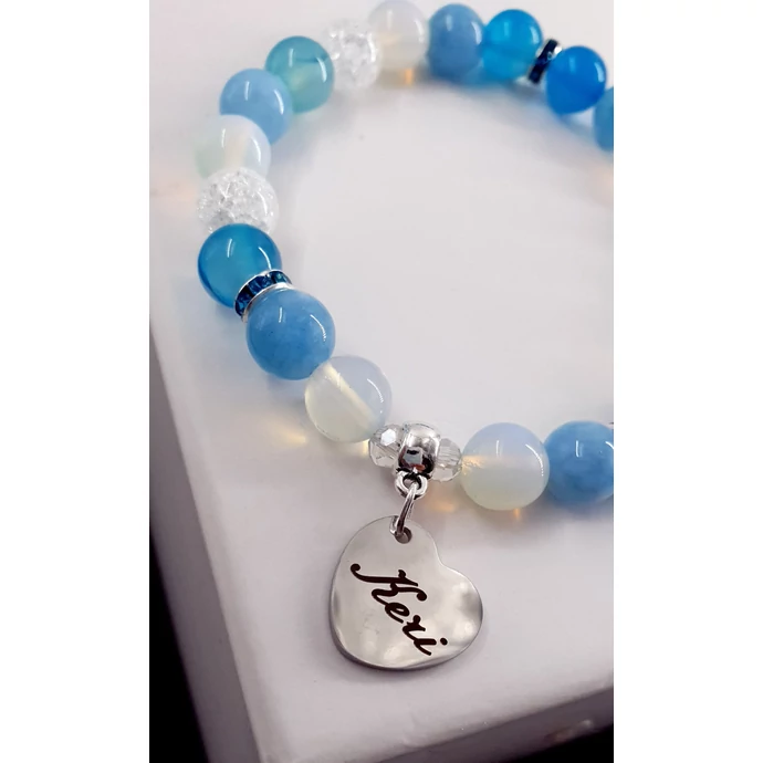 "Keri" medálos kristály karkötő, keresztanya, keresztmama, keresztszülő