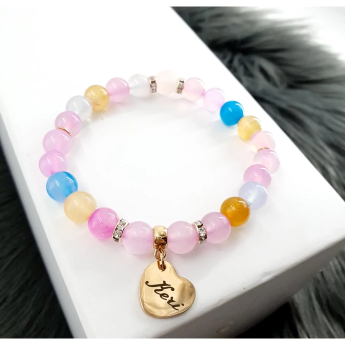 "Keri" medálos ásványkarkötő_2 , keresztanya, keresztszülő, keresztapa, 