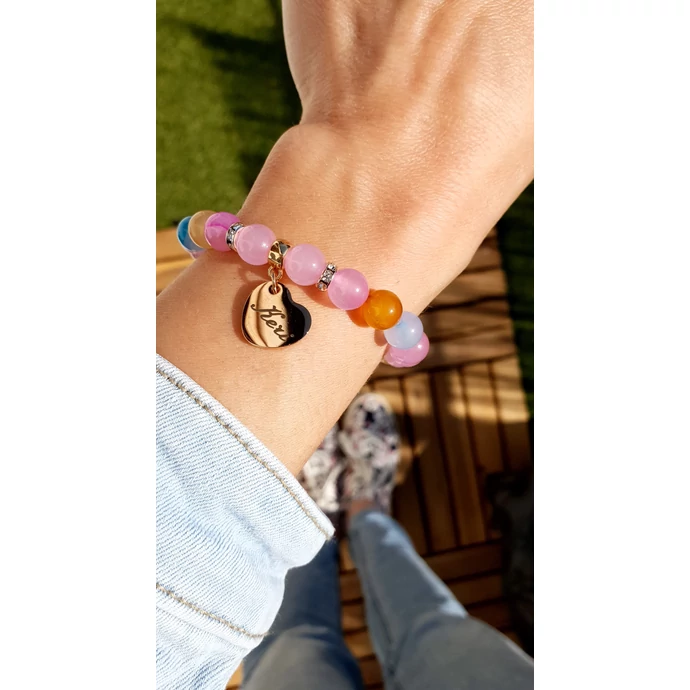 "Keri" medálos ásványkarkötő , keresztanya, keresztszülő, keresztapa, 