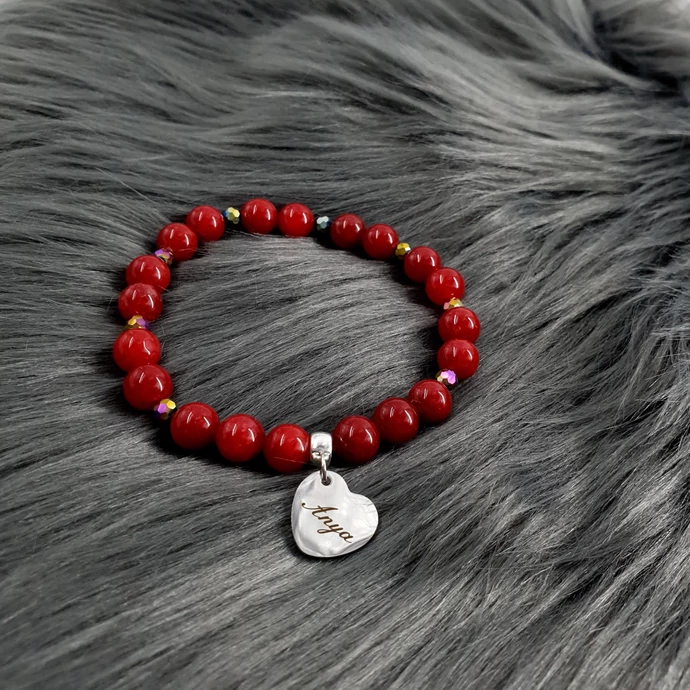 "Anya" medálos ásványkarkötő "red"_1