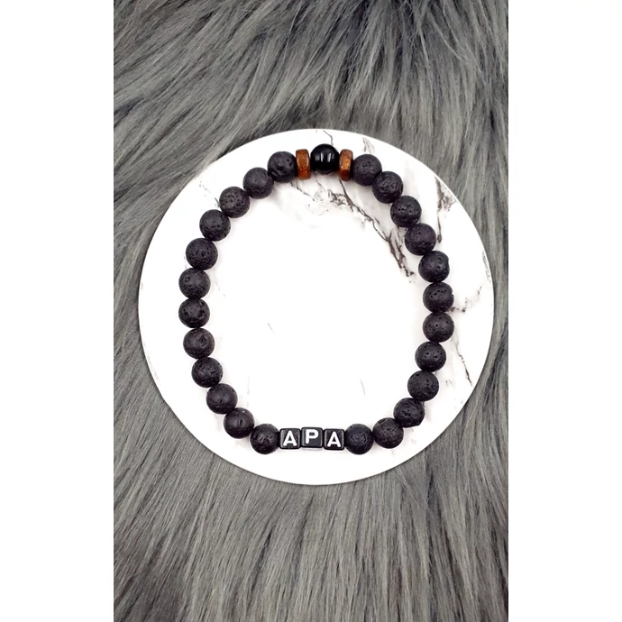 "Apa" feliratos karkötő lávakő ásványból
